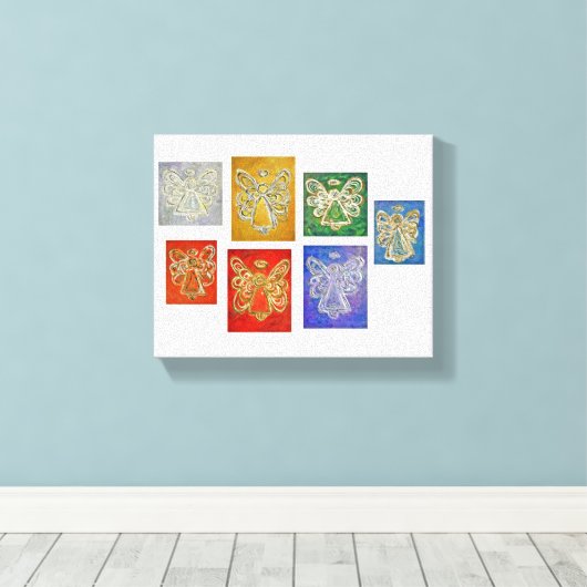 7 Guardian Angels Art Wrapped Canvas Malerei Leinwanddruck (Insitu (Holzboden))