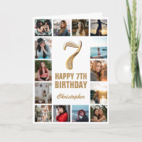 7. Happy Birthday Gold und White Foto Collage