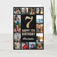 7. Happy Geburtstag Schwarz und Gold Foto Collage