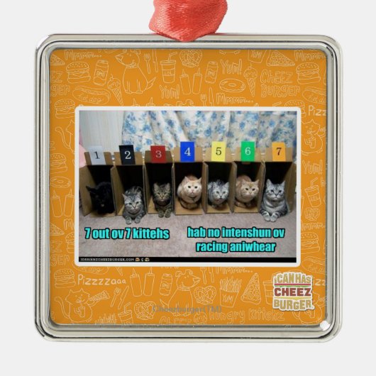 7 heraus ov 7 kittehs silbernes ornament (Vorne)