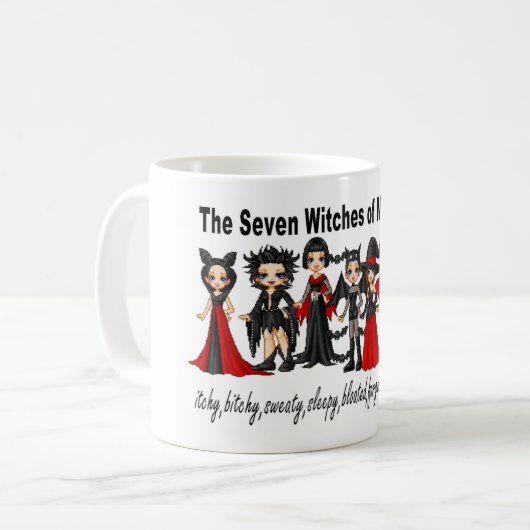 7 Hexen der Menopause Kaffeetasse (Vorderseite Links)