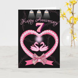 7. Hochzeit Jubiläum rosa Herzklopfen für ein Paar Karte