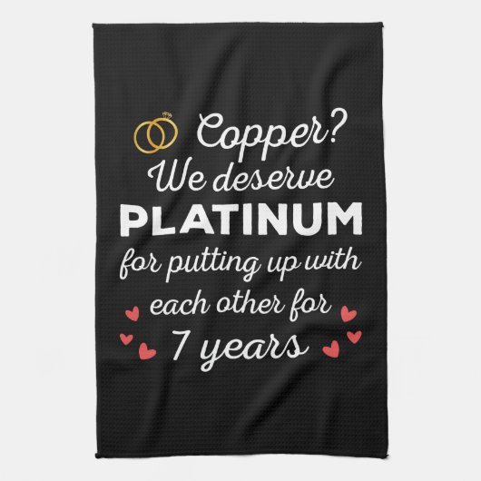 7. Hochzeitstag I - Copper Funny Couple Geschirrtuch (Vertikal)