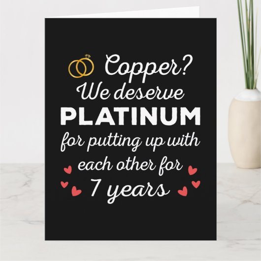 7. Hochzeitstag I - Copper Funny Couple Karte (Vorderseite)