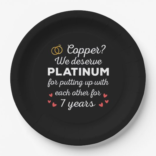 7. Hochzeitstag I - Copper Funny Couple Pappteller (Vorderseite)