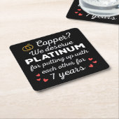 7. Hochzeitstag I - Copper Funny Couple Rechteckiger Pappuntersetzer (angewinkelt)