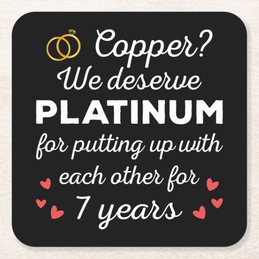 7. Hochzeitstag I - Copper Funny Couple Rechteckiger Pappuntersetzer (Vorderseite)