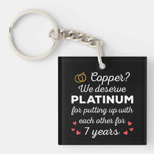 7. Hochzeitstag I - Copper Funny Couple Schlüsselanhänger (Vorderseite)