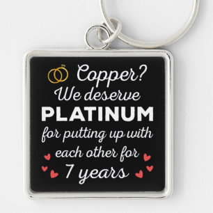 7. Hochzeitstag I - Copper Funny Couple Schlüsselanhänger