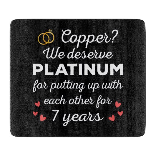 7. Hochzeitstag I - Copper Funny Couple Schneidebrett (Vorderseite)