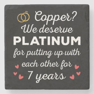 7. Hochzeitstag I - Copper Funny Couple Steinuntersetzer