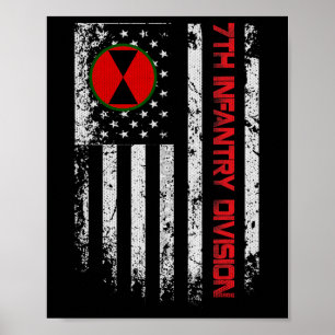 7. Infanterieabteilung Vintage US-Flagge Militär V Poster