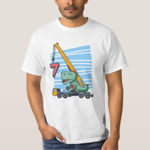 7 Jahre 7. Geburtstag Mobilkrane Dinosaurier T-Shirt