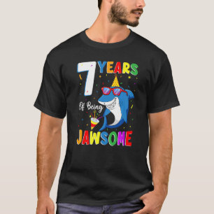 7 Jahre als Jawsome Shark 7. Geburtstag 7 Jahr T-Shirt