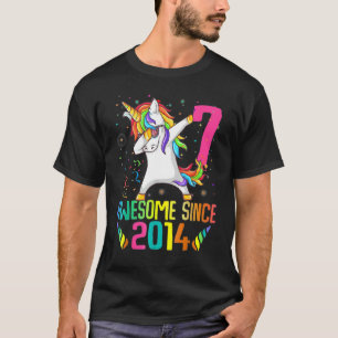 7 Jahre alt 7. Geburtstag Einhorn Dabbing Mädchen  T-Shirt