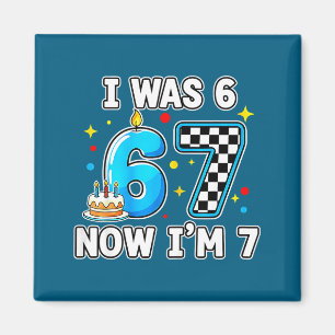 7 Jahre alt 7. Geburtstag kariert ich 6 jetzt bin Magnet