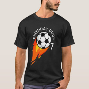 7 Jahre alt 7. Geburtstag Typ Flame Soccer Party O T-Shirt