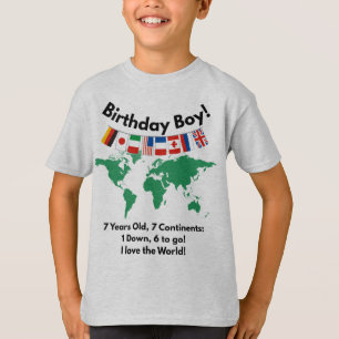 7 Jahre alt, 7 Kontinente Kinder T-Shirt