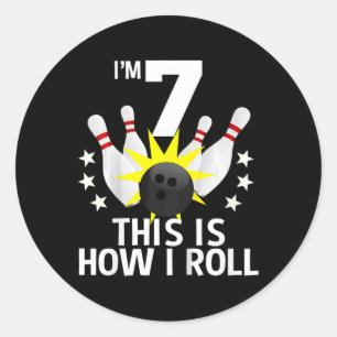 7 Jahre alt Bowling Geburtstagsparty Shirt Wie ich Runder Aufkleber