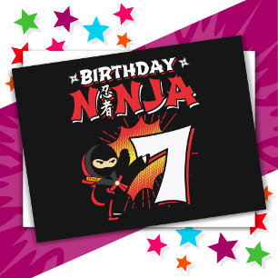 7 Jahre alt Comic Book Style Ninja 7. Geburtstag Postkarte
