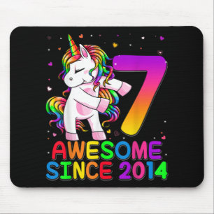 7 Jahre alt Einhorn Blüte 7. Geburtstag Einhorn Mousepad