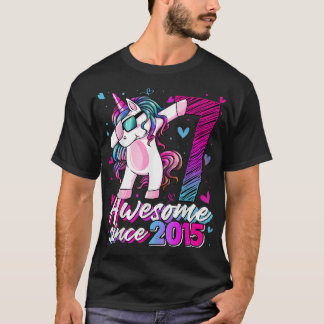 7 Jahre alt Einhorn Dabbing 7. Geburtstag Girl Uni T-Shirt