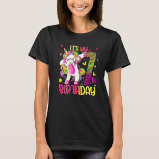 7 Jahre alt Einhorn Dabbing 7. Geburtstag Girl Uni T-Shirt
