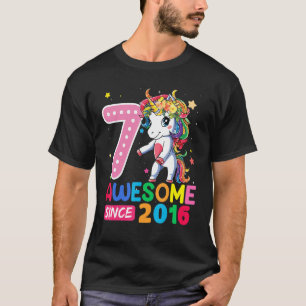 7 Jahre alt Einhorn Flossen 7. Geburtstag Girl Uni T-Shirt