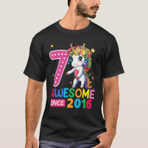 7 Jahre alt Einhorn Flossen 7. Geburtstag Girl Uni T-Shirt