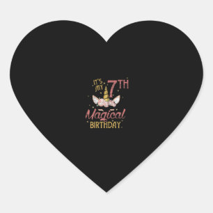 7 Jahre alt Geburtstag Girl Geschenk Unicorn 7. Ge Herz-Aufkleber