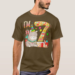 7 Jahre alt Geburtstag Llama Ich bin Girl Theme 7. T-Shirt
