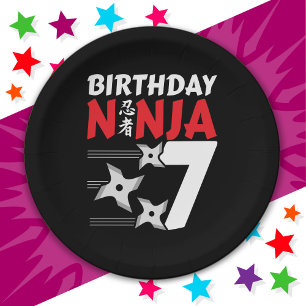 7 Jahre alt Ninja Party Stars Kinder 7. Geburtstag Pappteller