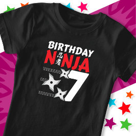 7 Jahre alt Ninja Party Stars Kinder 7. Geburtstag T-Shirt