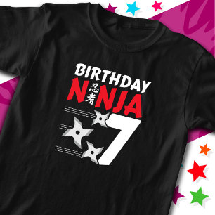 7 Jahre alt Ninja Party Stars Kinder 7. Geburtstag T-Shirt