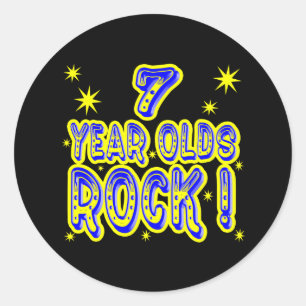 7 Jahre alt Rock! (blau) Aufkleber