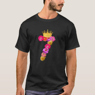 7 Jahre alte Geburtstagsmädchen Blume Krönen ihre T-Shirt
