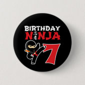 7 Jahre Alte Karate Ninja Party Kinder 7. Geburtst Button (Vorderseite)