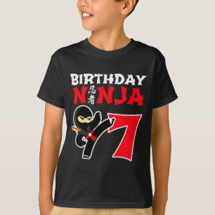 7 Jahre alte Karate-Ninja-Party Kinder 7. Geburtst T-Shirt