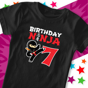 7 Jahre Alte Karate Ninja Party Kinder 7. Geburtst T-Shirt