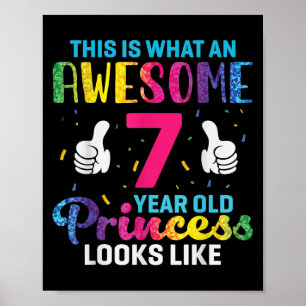 7 Jahre alte Prinzessin Geburtstagskorrektur 7. Ge Poster