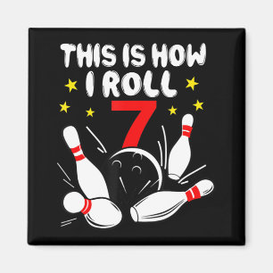 7 Jahre alter Bowling So Roll ich am 7. Geburtstag Magnet
