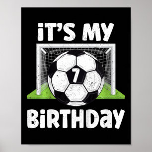 7 Jahre alter Fußball 7. Geburtstag Spieler Kinder Poster