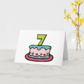 7 Jahre alter Geburtstagskuchen Karte (Gelbe Blume)