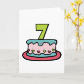 7 Jahre alter Geburtstagskuchen Karte (Gelbe Blume)