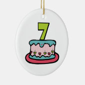 7 Jahre alter Geburtstagskuchen Keramikornament (Rechts)