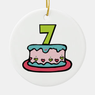 7 Jahre alter Geburtstagskuchen Keramikornament