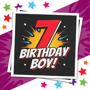 7 Jahre alter Superheld zum Geburtstag Junge 7. Ge Serviette