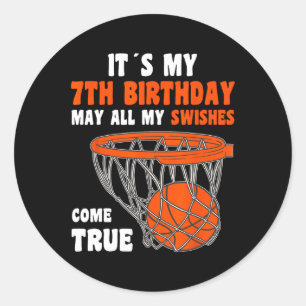 7 Jahre Altes Glück 7. Geburtstag Basketball 7. Ge Runder Aufkleber
