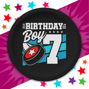 7 Jahre altes Hockey Party Thema 7. Geburtstag Jun Pappteller