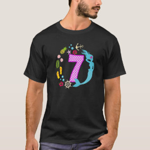 7 Jahre altes Mädchen 2. 7. Geburtstag Meerjungfra T-Shirt
